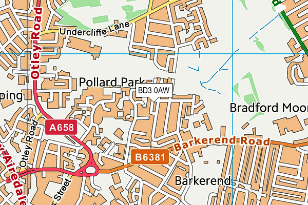 BD3 0AW map - OS VectorMap District (Ordnance Survey)