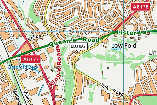 BD3 0AY map - OS VectorMap District (Ordnance Survey)