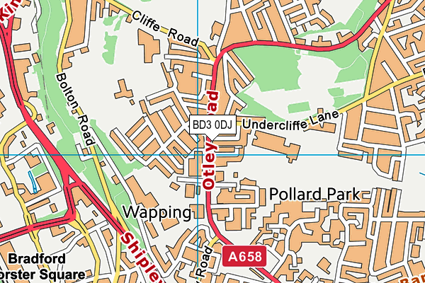 BD3 0DJ map - OS VectorMap District (Ordnance Survey)