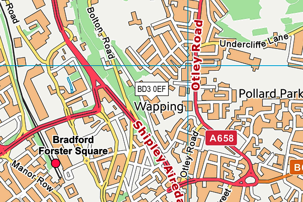 BD3 0EF map - OS VectorMap District (Ordnance Survey)