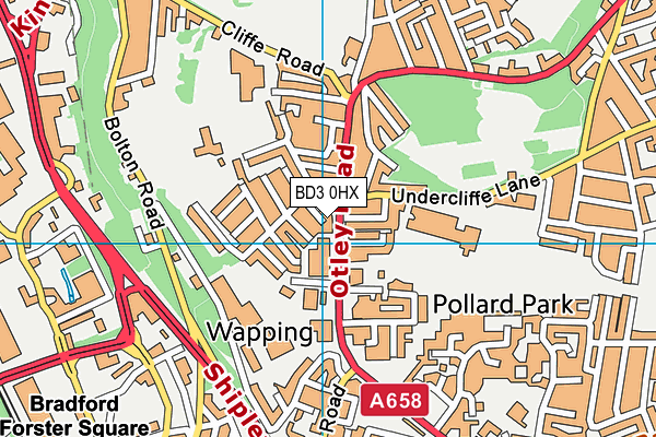 BD3 0HX map - OS VectorMap District (Ordnance Survey)