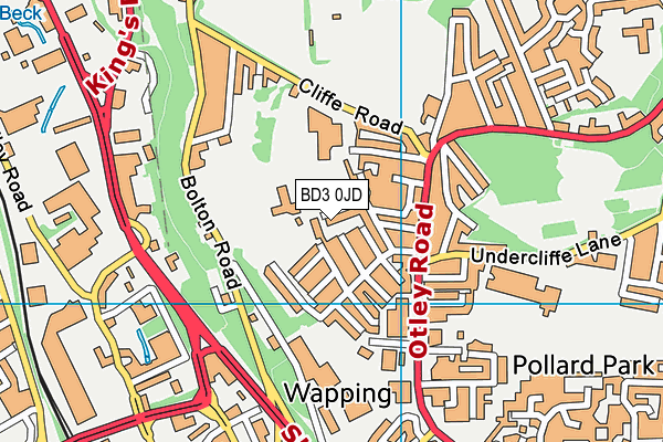 BD3 0JD map - OS VectorMap District (Ordnance Survey)