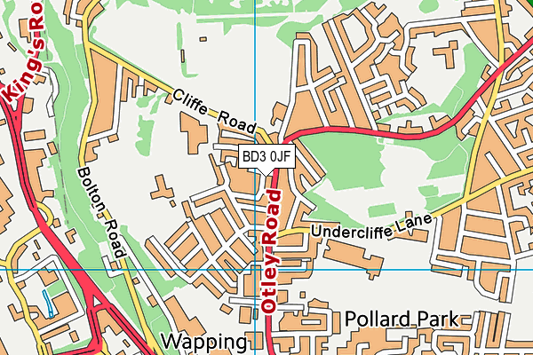 BD3 0JF map - OS VectorMap District (Ordnance Survey)