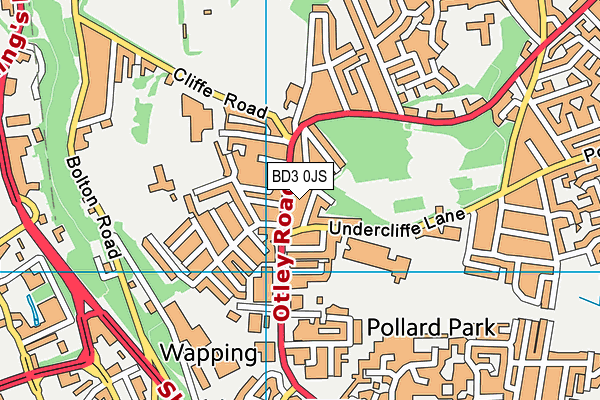 BD3 0JS map - OS VectorMap District (Ordnance Survey)