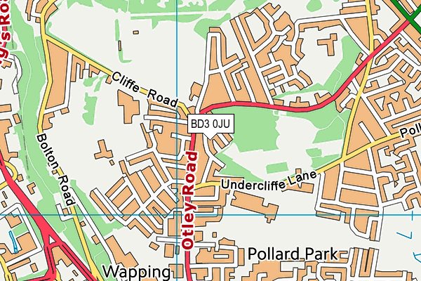 BD3 0JU map - OS VectorMap District (Ordnance Survey)