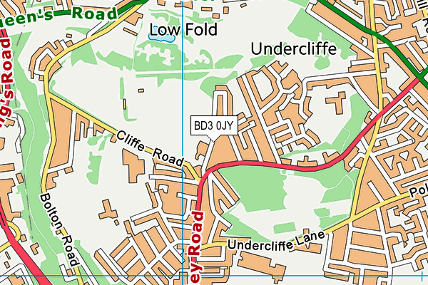 BD3 0JY map - OS VectorMap District (Ordnance Survey)