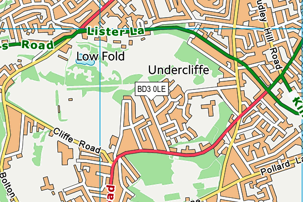 BD3 0LE map - OS VectorMap District (Ordnance Survey)