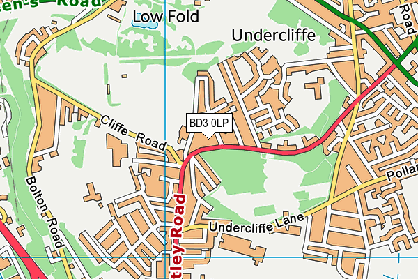 BD3 0LP map - OS VectorMap District (Ordnance Survey)