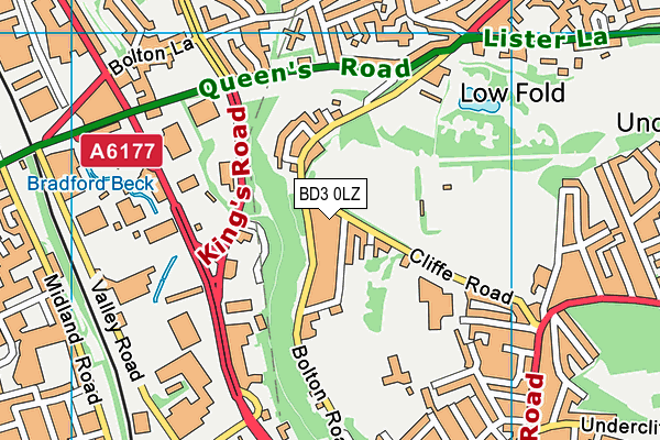 BD3 0LZ map - OS VectorMap District (Ordnance Survey)