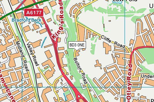 BD3 0NE map - OS VectorMap District (Ordnance Survey)