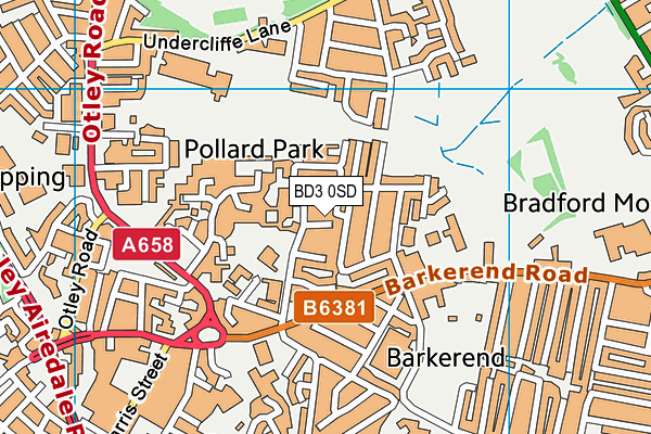 BD3 0SD map - OS VectorMap District (Ordnance Survey)