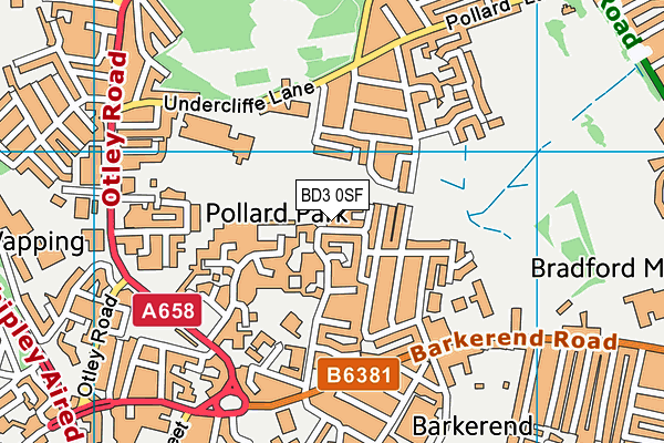BD3 0SF map - OS VectorMap District (Ordnance Survey)