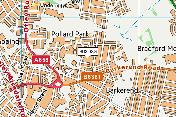 BD3 0SG map - OS VectorMap District (Ordnance Survey)