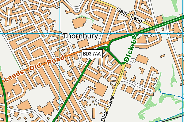 BD3 7AA map - OS VectorMap District (Ordnance Survey)