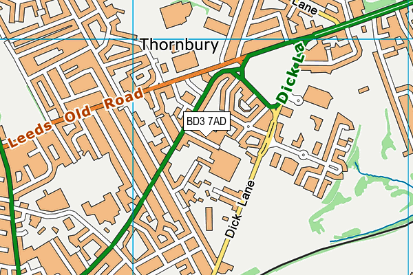 BD3 7AD map - OS VectorMap District (Ordnance Survey)