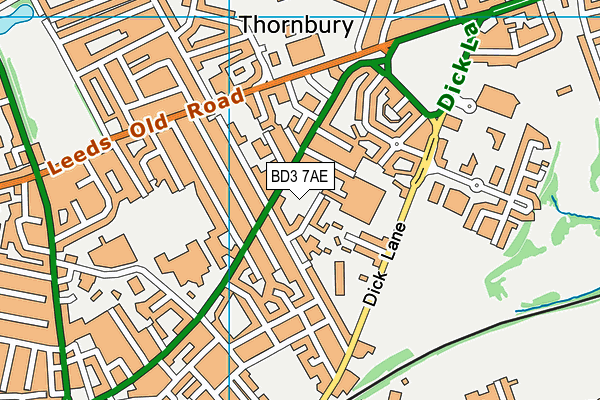 BD3 7AE map - OS VectorMap District (Ordnance Survey)