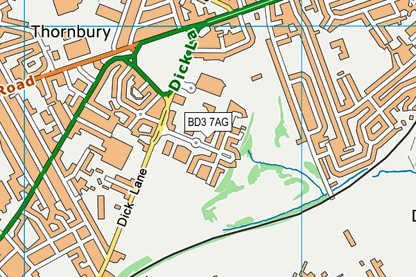 BD3 7AG map - OS VectorMap District (Ordnance Survey)