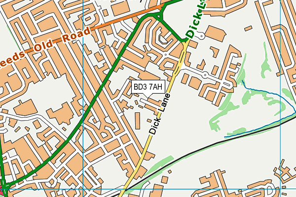 BD3 7AH map - OS VectorMap District (Ordnance Survey)