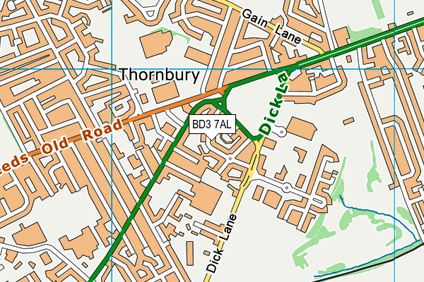 BD3 7AL map - OS VectorMap District (Ordnance Survey)