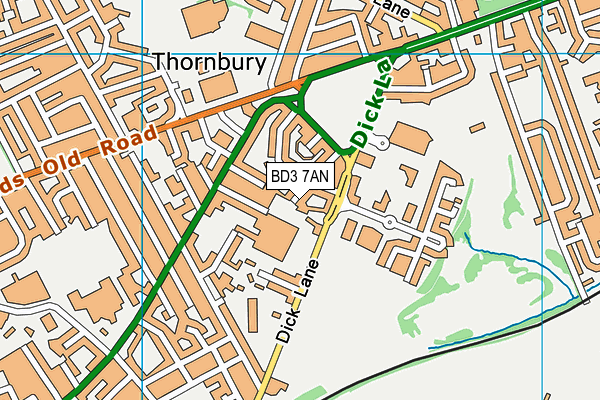 BD3 7AN map - OS VectorMap District (Ordnance Survey)