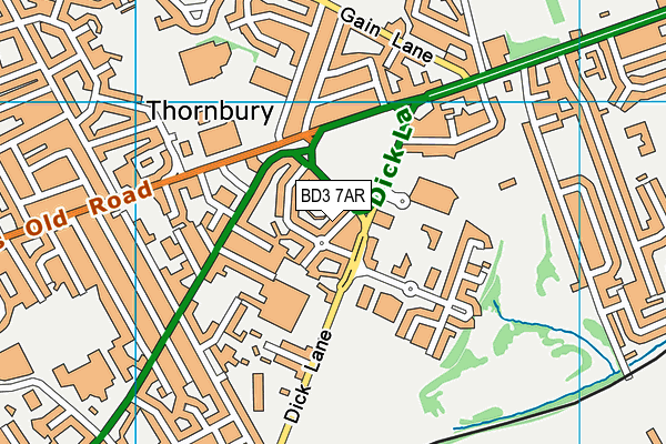 BD3 7AR map - OS VectorMap District (Ordnance Survey)