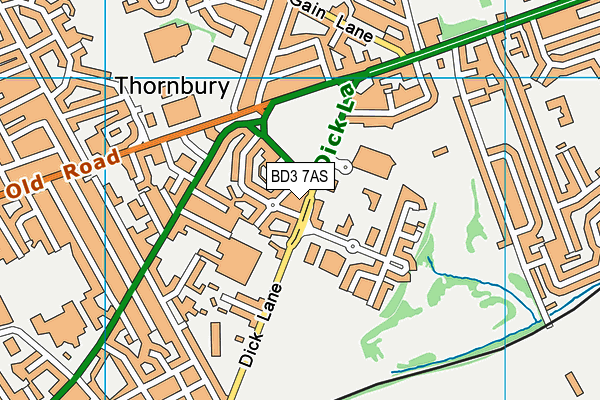 BD3 7AS map - OS VectorMap District (Ordnance Survey)