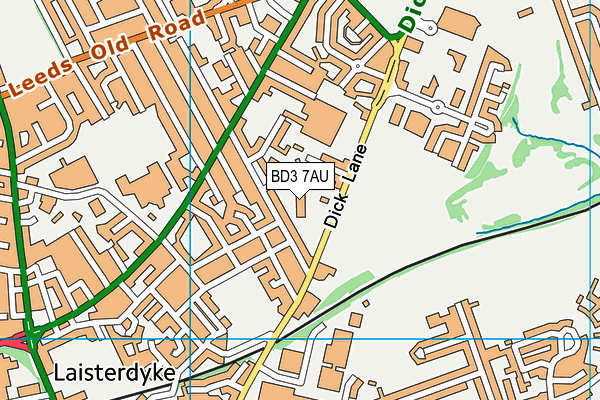 BD3 7AU map - OS VectorMap District (Ordnance Survey)