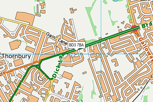 BD3 7BA map - OS VectorMap District (Ordnance Survey)