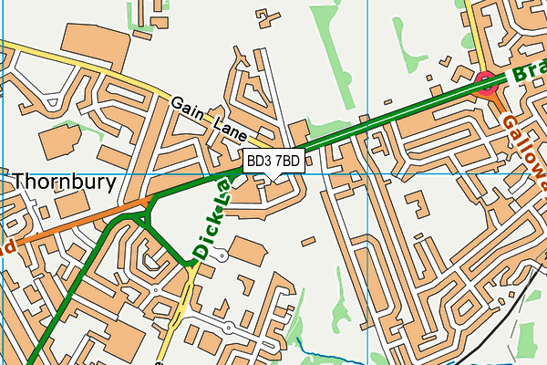 BD3 7BD map - OS VectorMap District (Ordnance Survey)