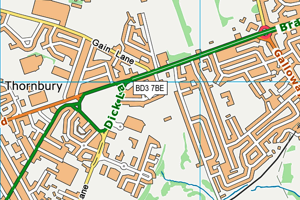 BD3 7BE map - OS VectorMap District (Ordnance Survey)