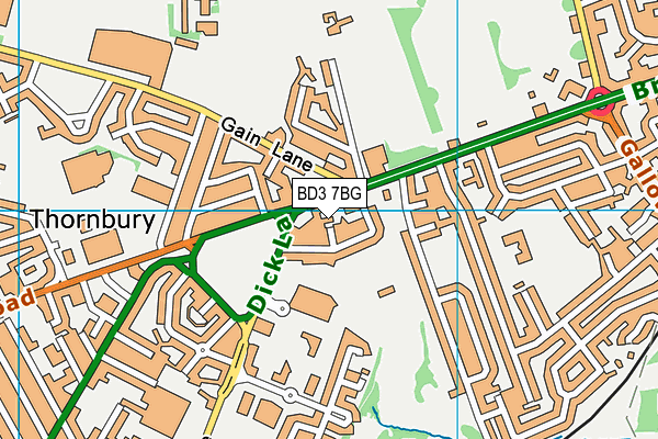 BD3 7BG map - OS VectorMap District (Ordnance Survey)