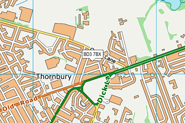 BD3 7BX map - OS VectorMap District (Ordnance Survey)