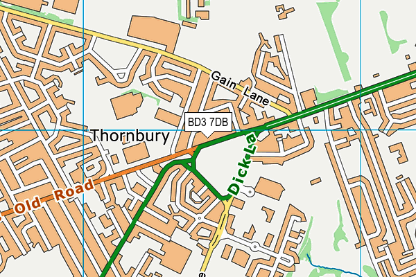 BD3 7DB map - OS VectorMap District (Ordnance Survey)