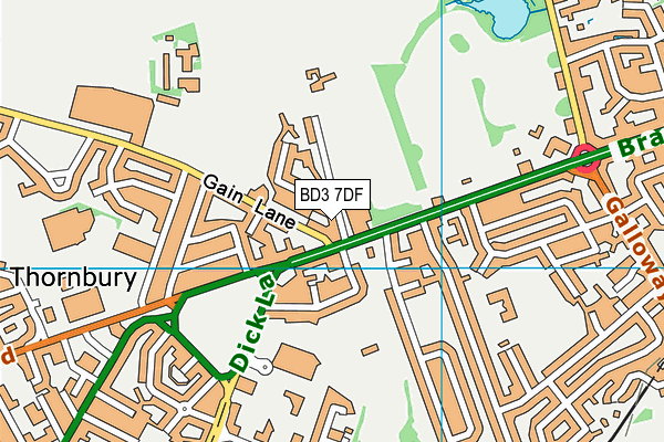 BD3 7DF map - OS VectorMap District (Ordnance Survey)