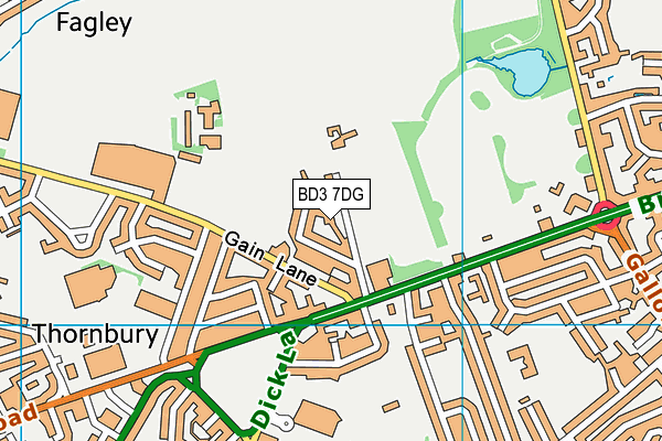 Sunny Bank Playing Fields map (BD3 7DG) - OS VectorMap District (Ordnance Survey)