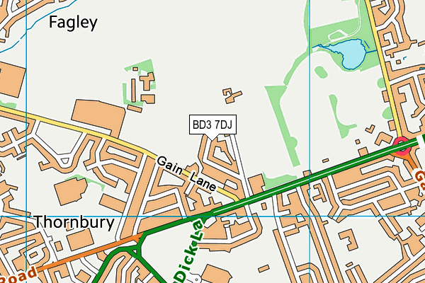 BD3 7DJ map - OS VectorMap District (Ordnance Survey)