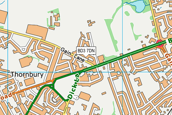 BD3 7DN map - OS VectorMap District (Ordnance Survey)