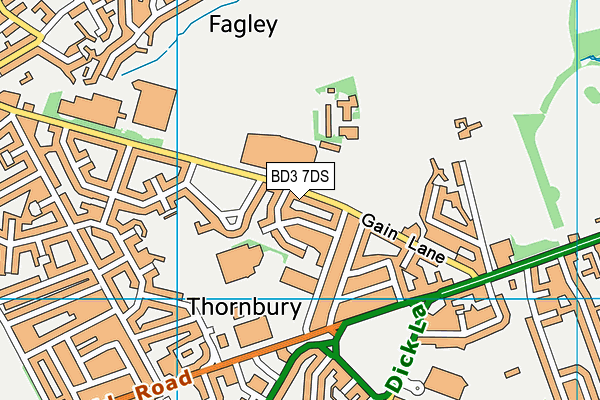 BD3 7DS map - OS VectorMap District (Ordnance Survey)