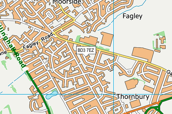 BD3 7EZ map - OS VectorMap District (Ordnance Survey)