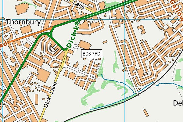 BD3 7FD map - OS VectorMap District (Ordnance Survey)