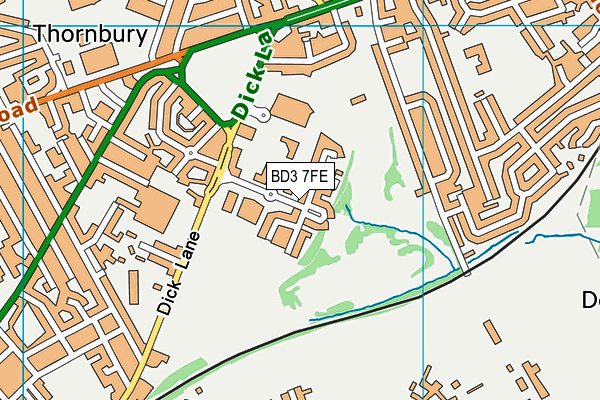 BD3 7FE map - OS VectorMap District (Ordnance Survey)