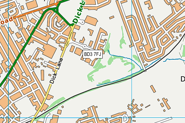 BD3 7FJ map - OS VectorMap District (Ordnance Survey)