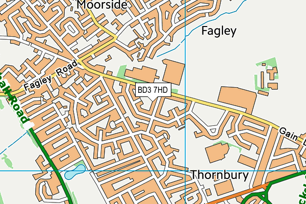 BD3 7HD map - OS VectorMap District (Ordnance Survey)