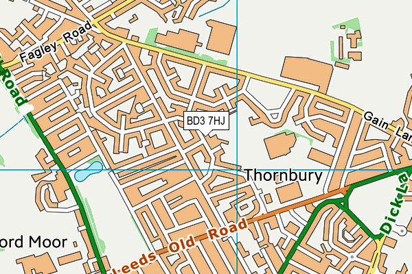 BD3 7HJ map - OS VectorMap District (Ordnance Survey)