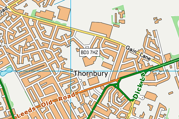 BD3 7HZ map - OS VectorMap District (Ordnance Survey)