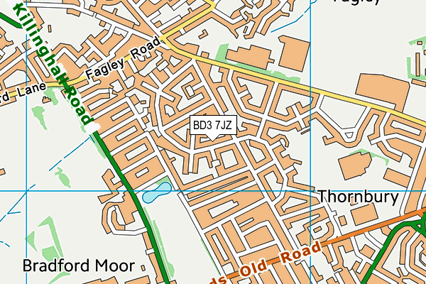 BD3 7JZ map - OS VectorMap District (Ordnance Survey)