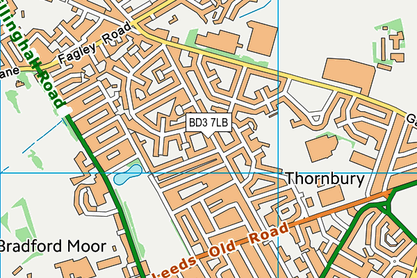 BD3 7LB map - OS VectorMap District (Ordnance Survey)