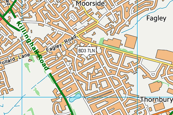 BD3 7LN map - OS VectorMap District (Ordnance Survey)