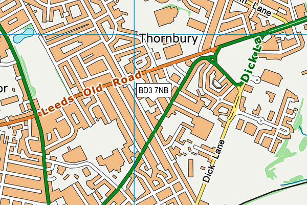 BD3 7NB map - OS VectorMap District (Ordnance Survey)