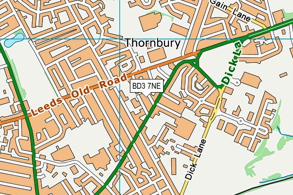 BD3 7NE map - OS VectorMap District (Ordnance Survey)